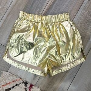 NWT Gold metallic shorts/faux leather